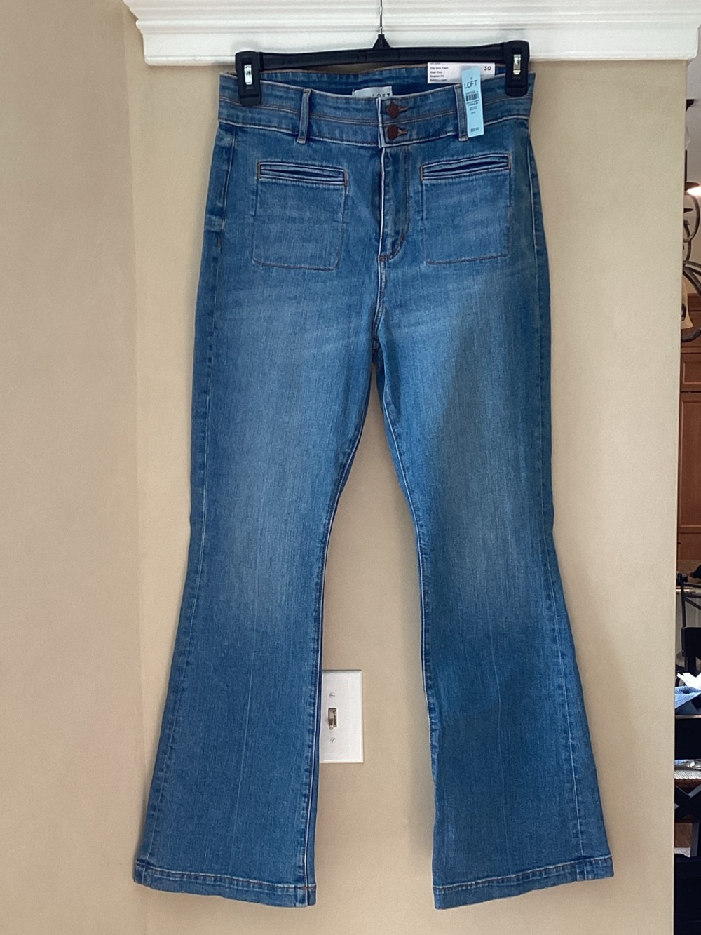 LOFT Women's Medium Blue High-Rise Flare Jeans